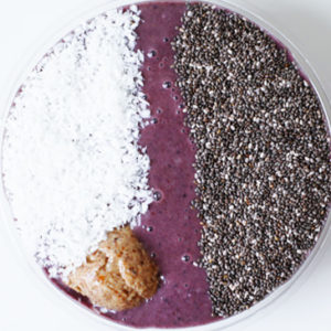 acai superfood with almond butter smoothie bowl